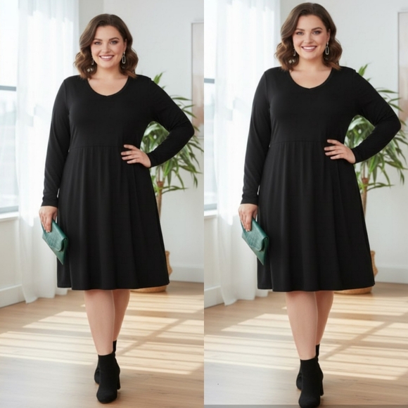 Terra & Sky Dresses & Skirts - NEW! Terra & Sky Long Sleeve Dresses - Black Set Of 2 NWT